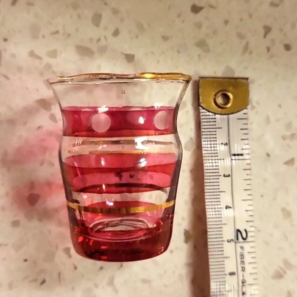 ELEGANT VINTAGE CRANBERRY GLASS DECANTER SET